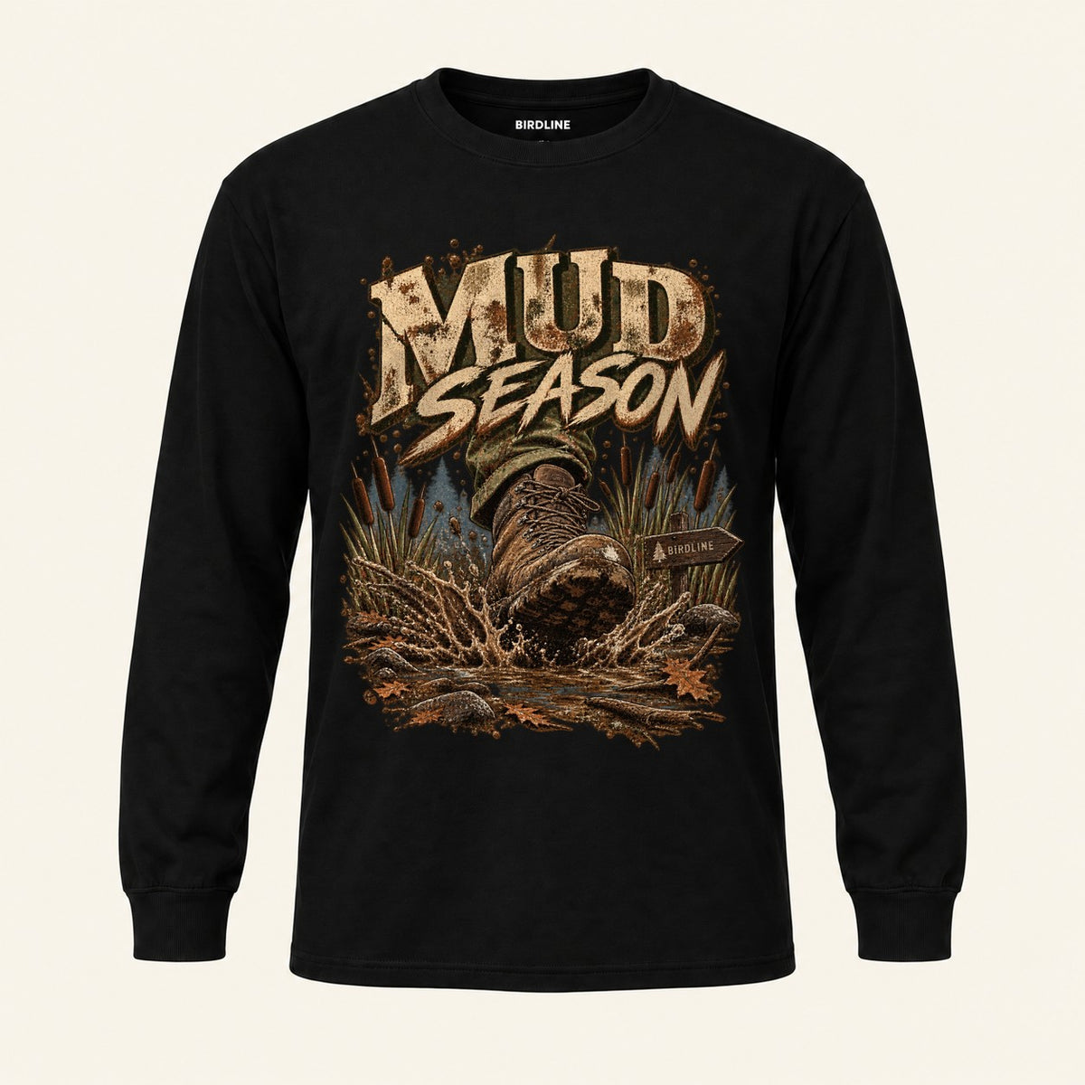 Mud Season Long Sleeve Shirt in Black, front view