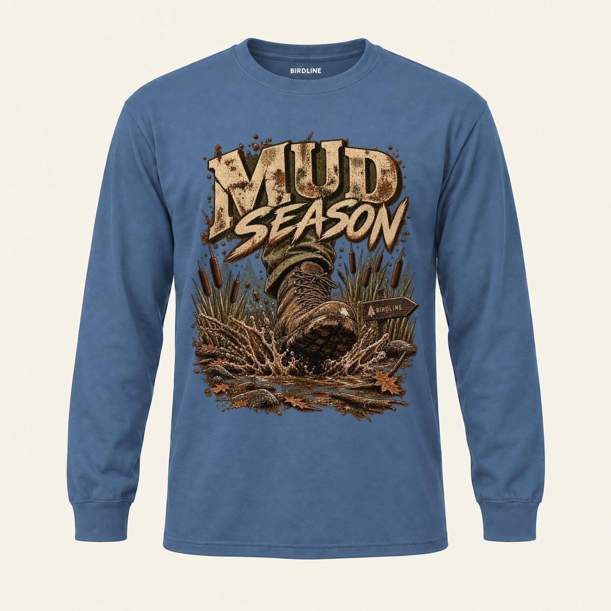Mud Season Long Sleeve Shirt in Indigo Blue, front view