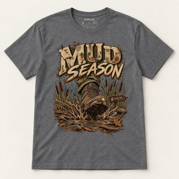 Mud Season T-Shirt in Dark Heather, front view