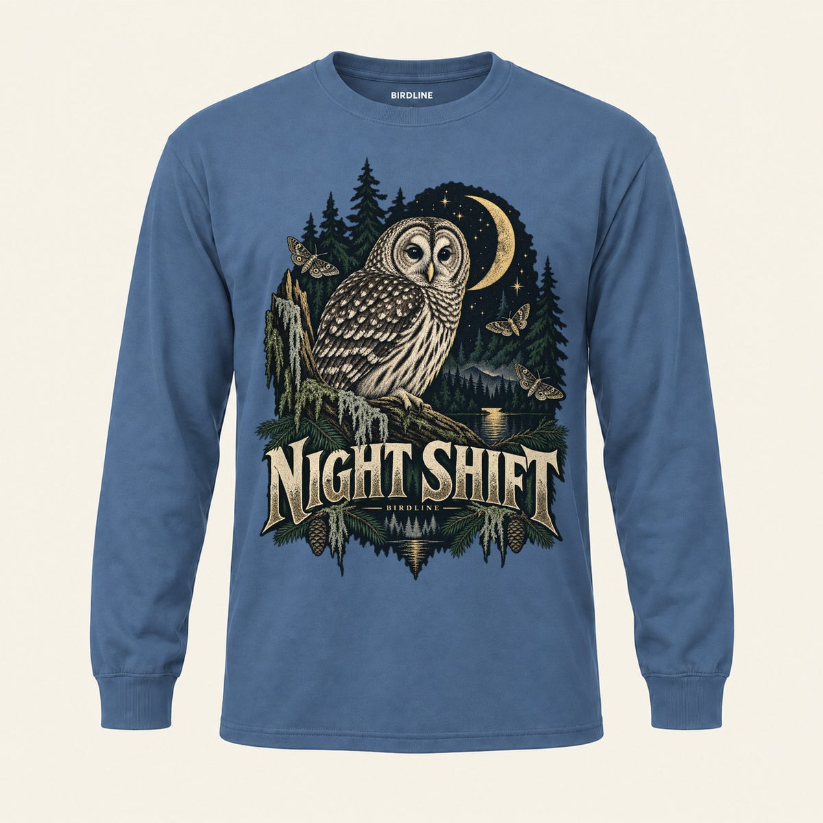 Night Shift Long Sleeve Shirt in Indigo Blue, front view