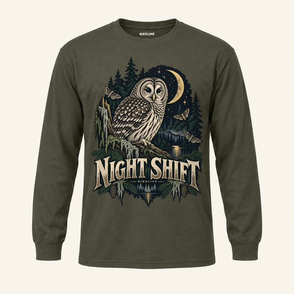 Night Shift Long Sleeve Shirt in Military Green, front view