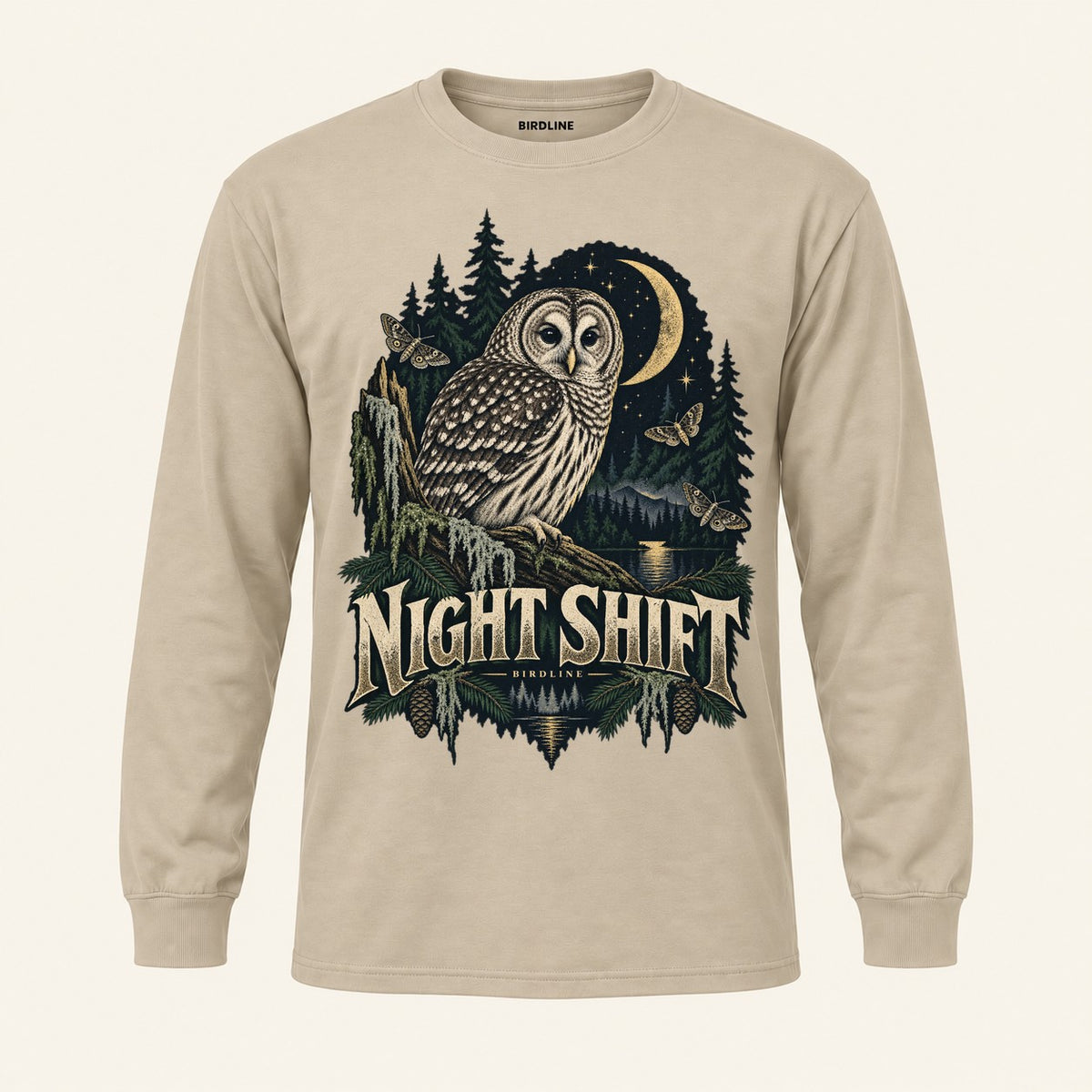 Night Shift Long Sleeve Shirt in Sand, front view