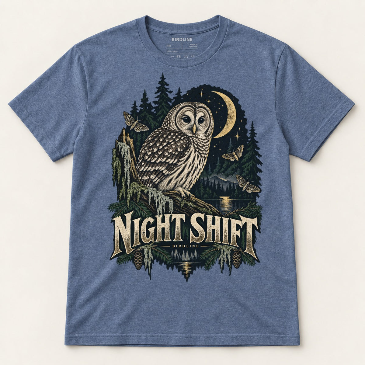 Night Shift T-Shirt in Heather Indigo, front view