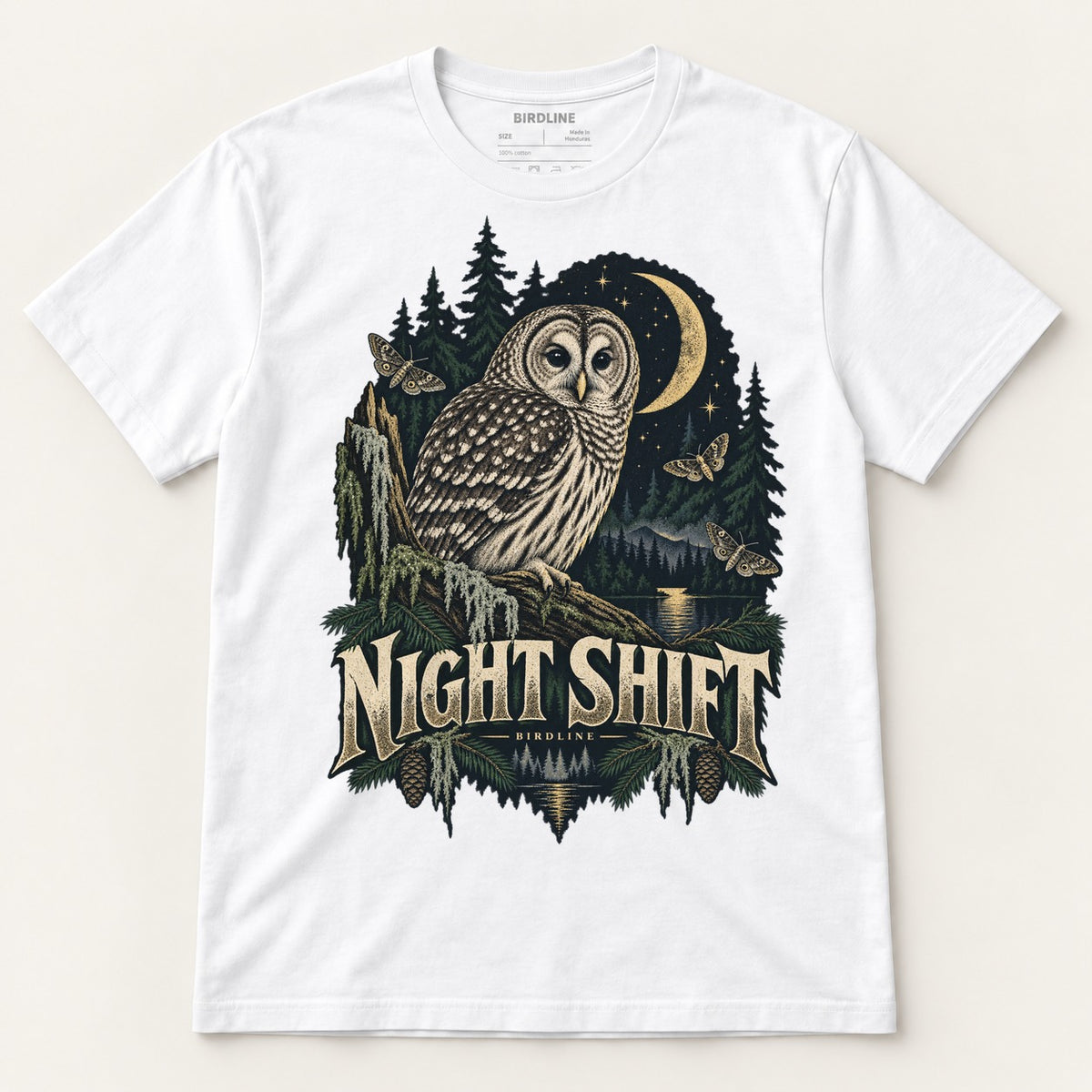 Night Shift T-Shirt in White, front view