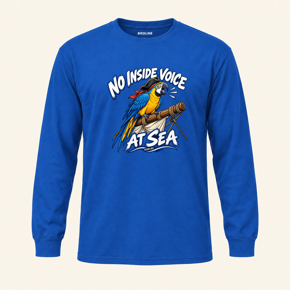 No Inside Voice At Sea Long Sleeve Shirt in Royal, front view