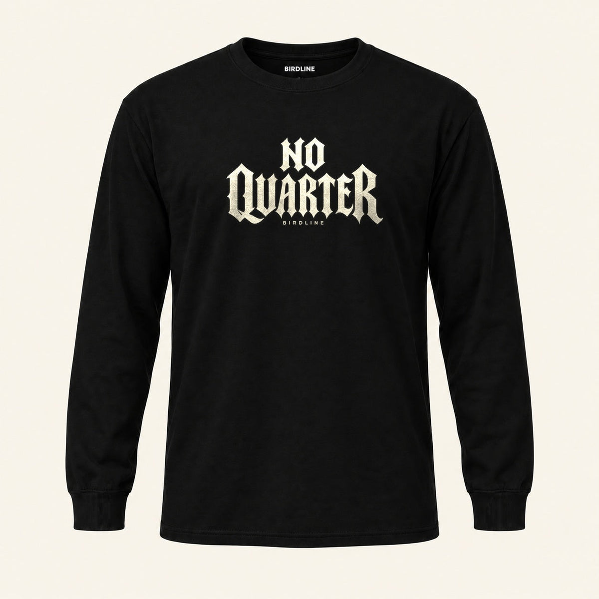 No Quarter Long Sleeve Shirt in Black, front view