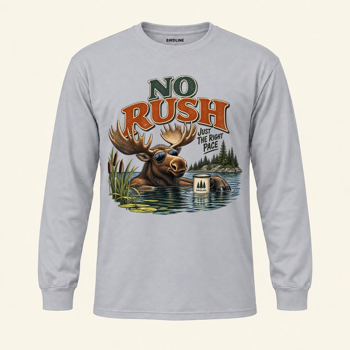 No Rush Just the Right Pace Long Sleeve Shirt in Sport Grey, front view