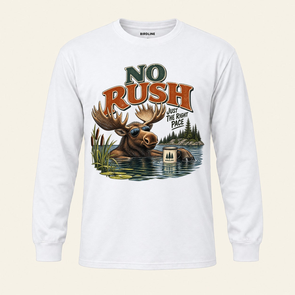 No Rush Just the Right Pace Long Sleeve Shirt in White, front view