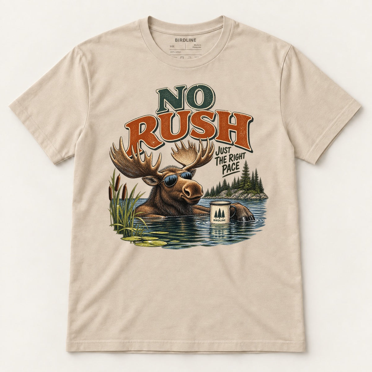 No Rush Just the Right Pace T-Shirt in Sand, front view