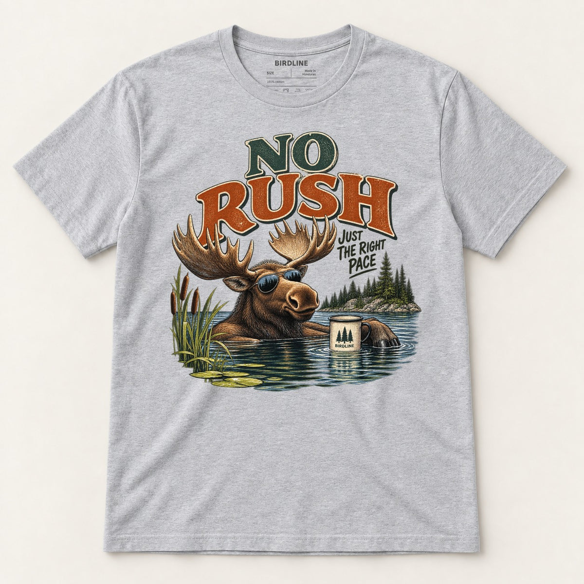 No Rush Just the Right Pace T-Shirt in Sport Grey, front view