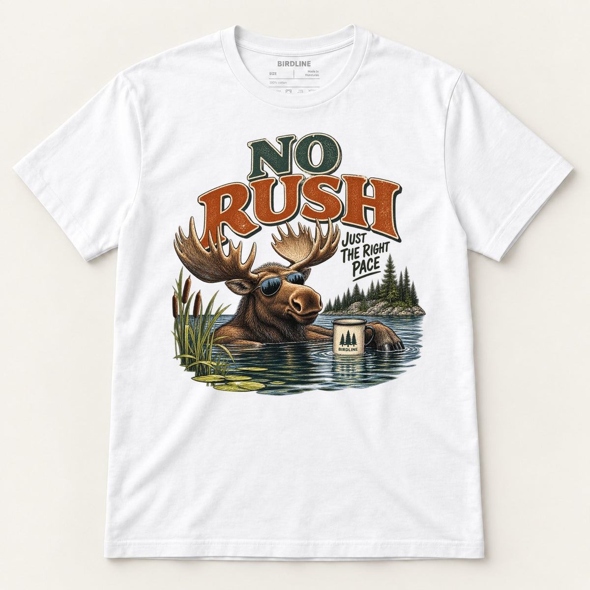 No Rush Just the Right Pace T-Shirt in White, front view