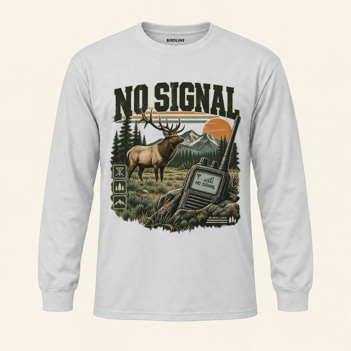 No Signal Long Sleeve Shirt in Ash, front view