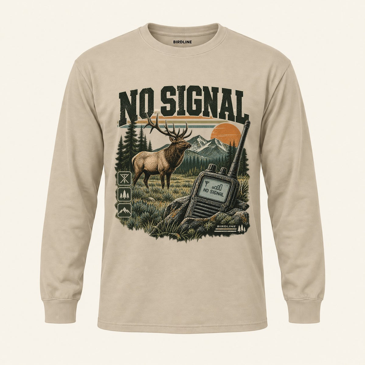 No Signal Long Sleeve Shirt in Sand, front view