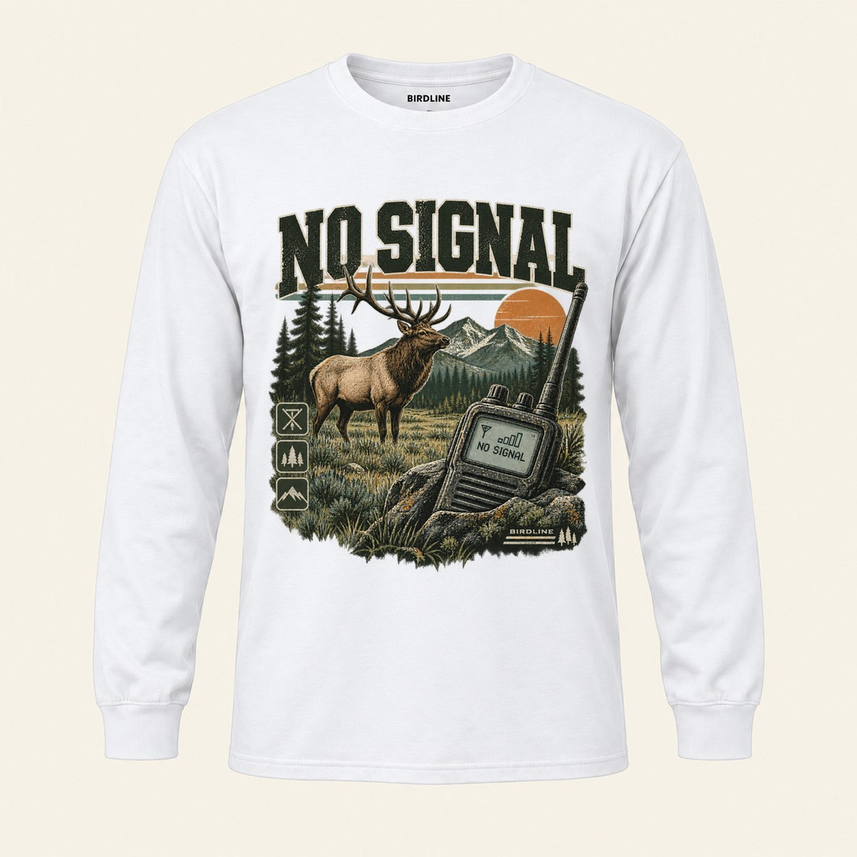 No Signal Long Sleeve Shirt in White, front view