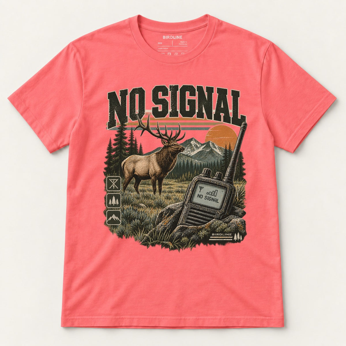 No Signal T-Shirt in Coral Silk, front view