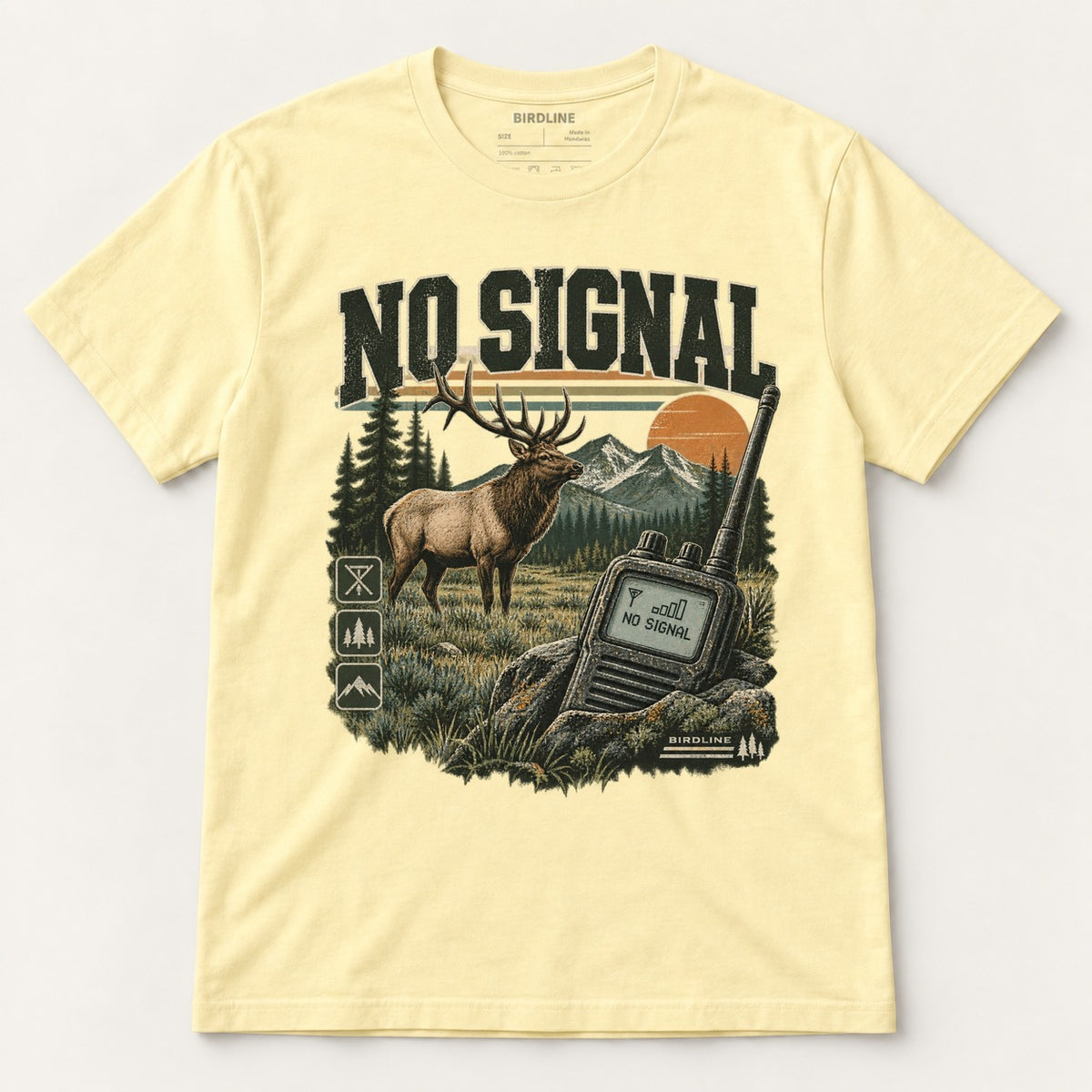 No Signal T-Shirt in Cornsilk, front view