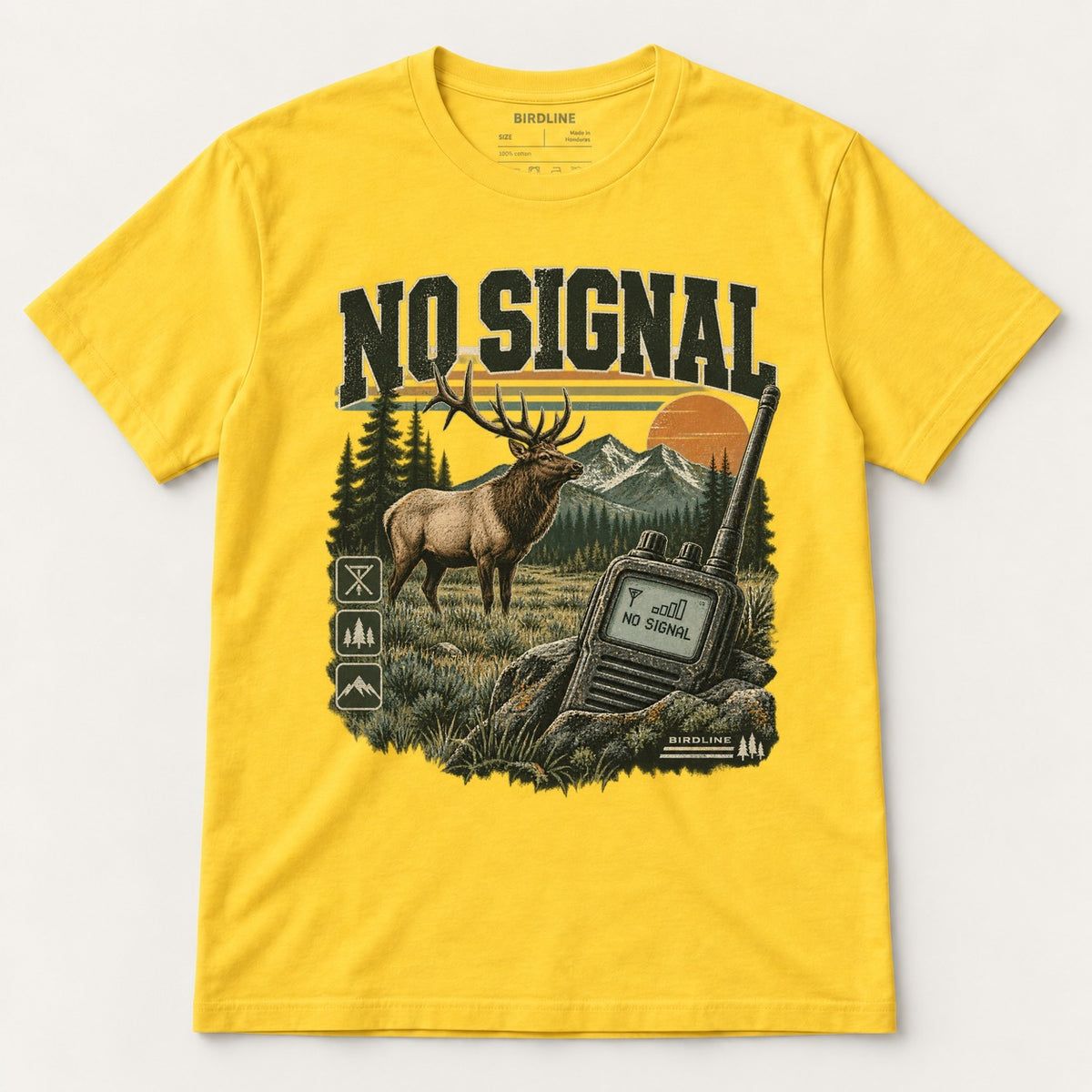 No Signal T-Shirt in Daisy, front view premium-quality garment detail