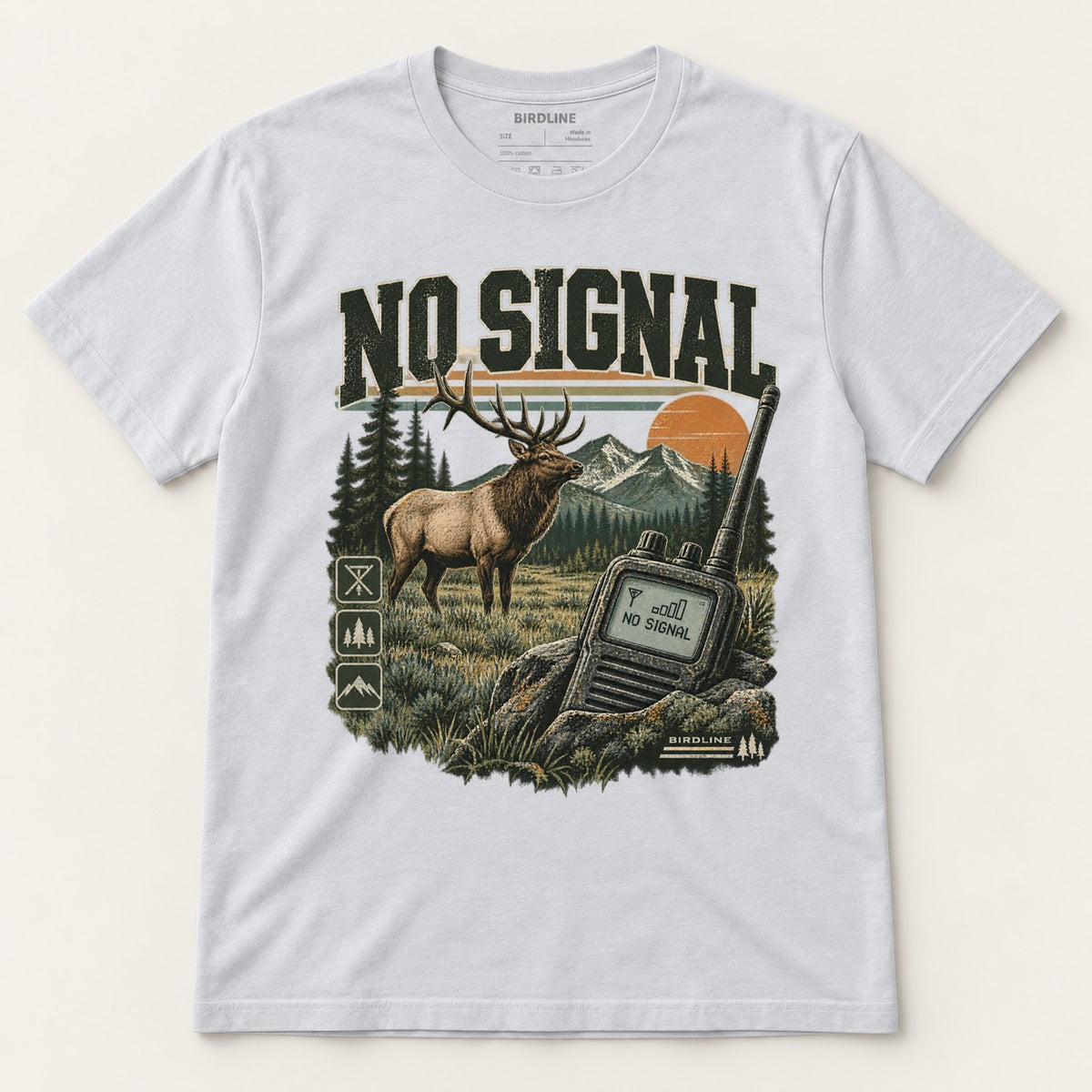 No Signal T-Shirt in Ice Grey, front view