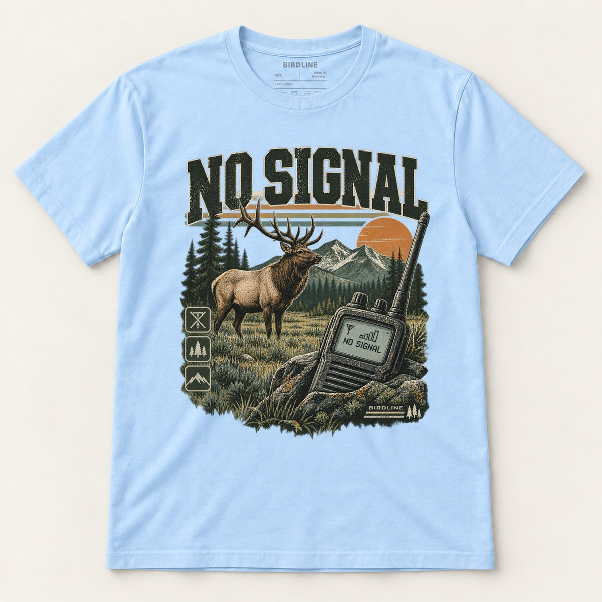 No Signal T-Shirt in Light Blue, front view