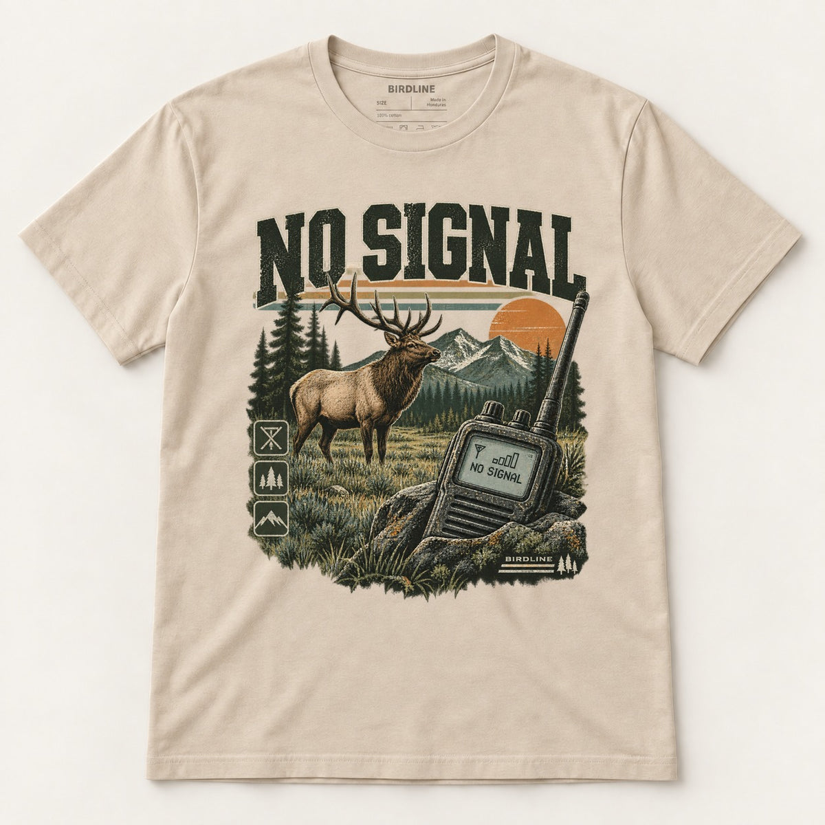 No Signal T-Shirt in Sand, front view