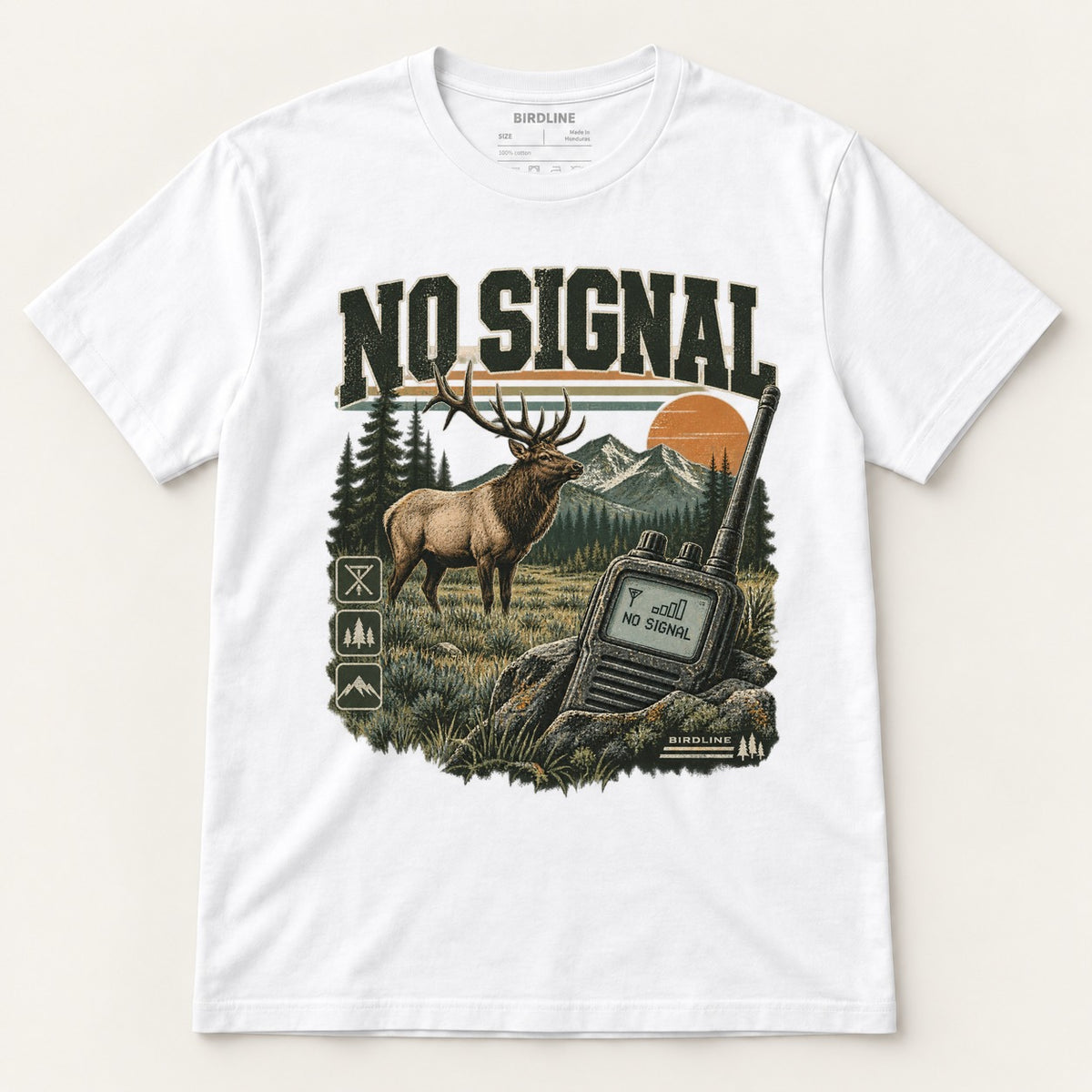 No Signal T-Shirt in White, front view