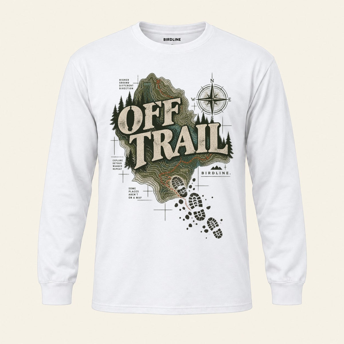Off Trail Long Sleeve Shirt in White, front view