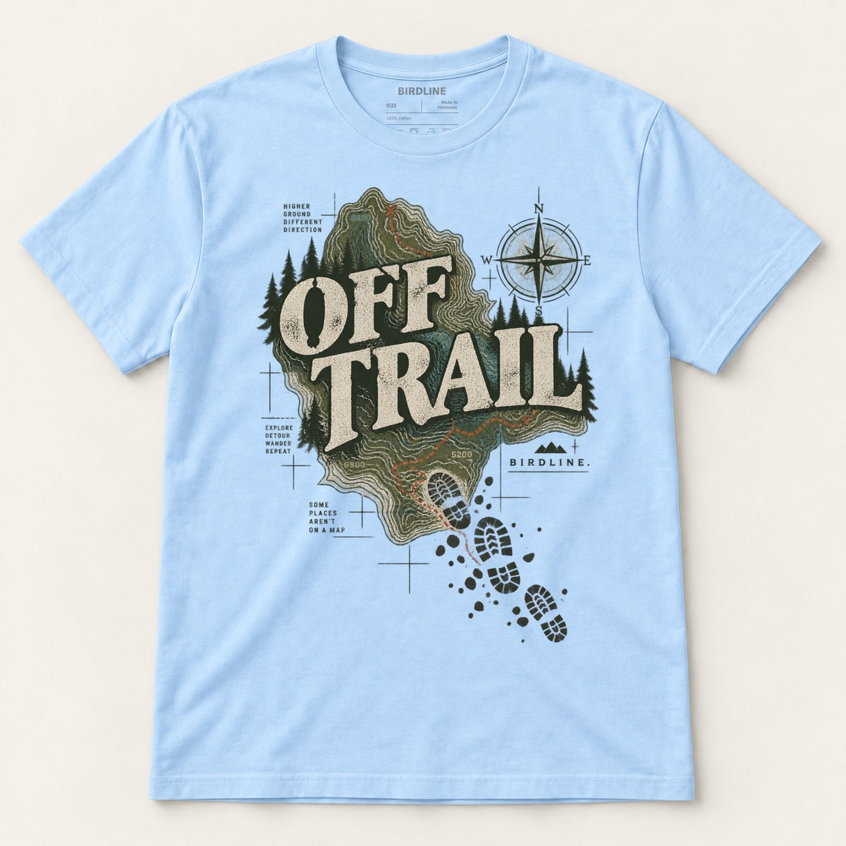 Off Trail T-Shirt in Light Blue, front view