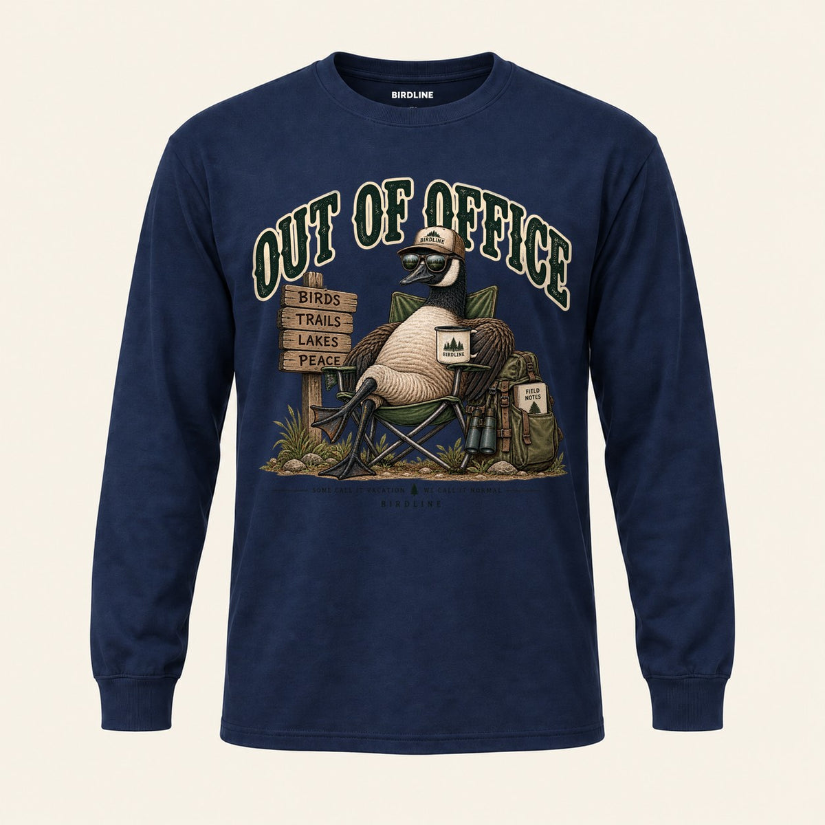 Out Of Office Long Sleeve Shirt in Navy, front view