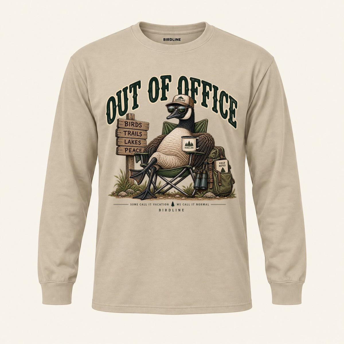 Out Of Office Long Sleeve Shirt in Sand, front view