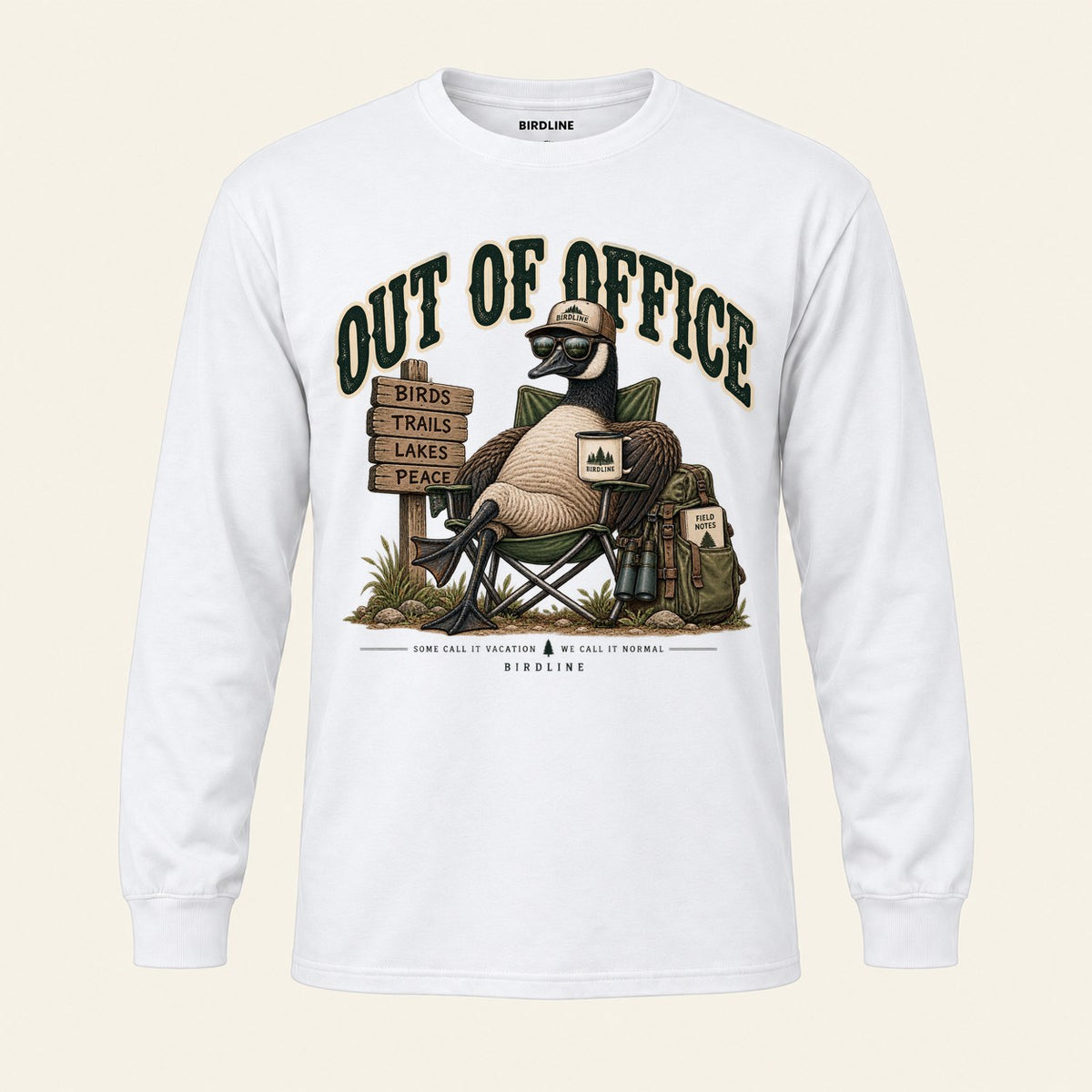Out Of Office Long Sleeve Shirt in White, front view