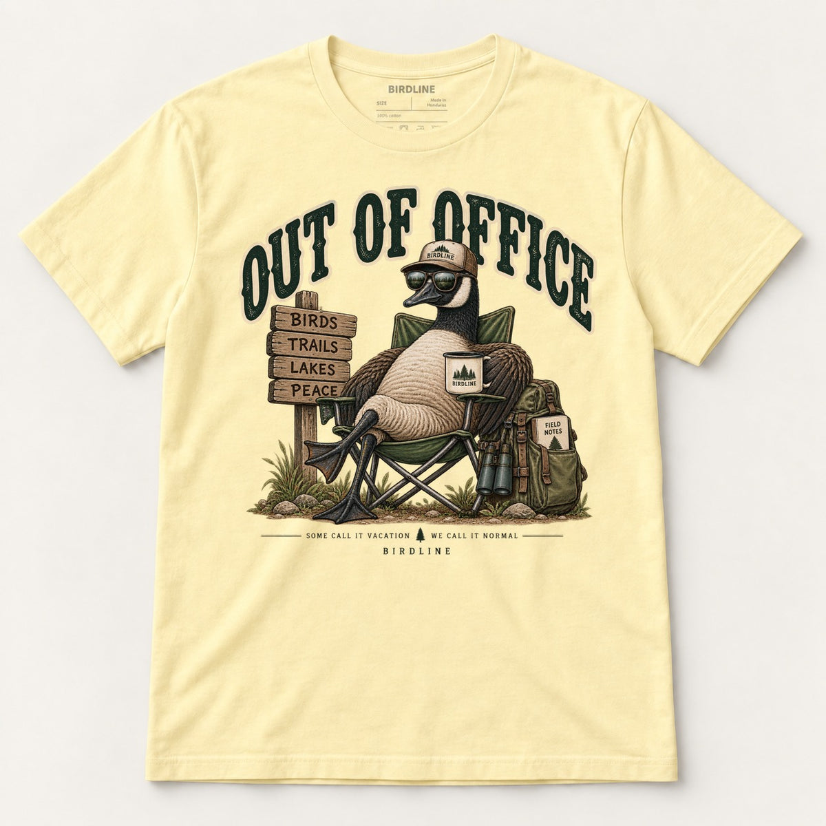 Out Of Office T-Shirt in Cornsilk, front view