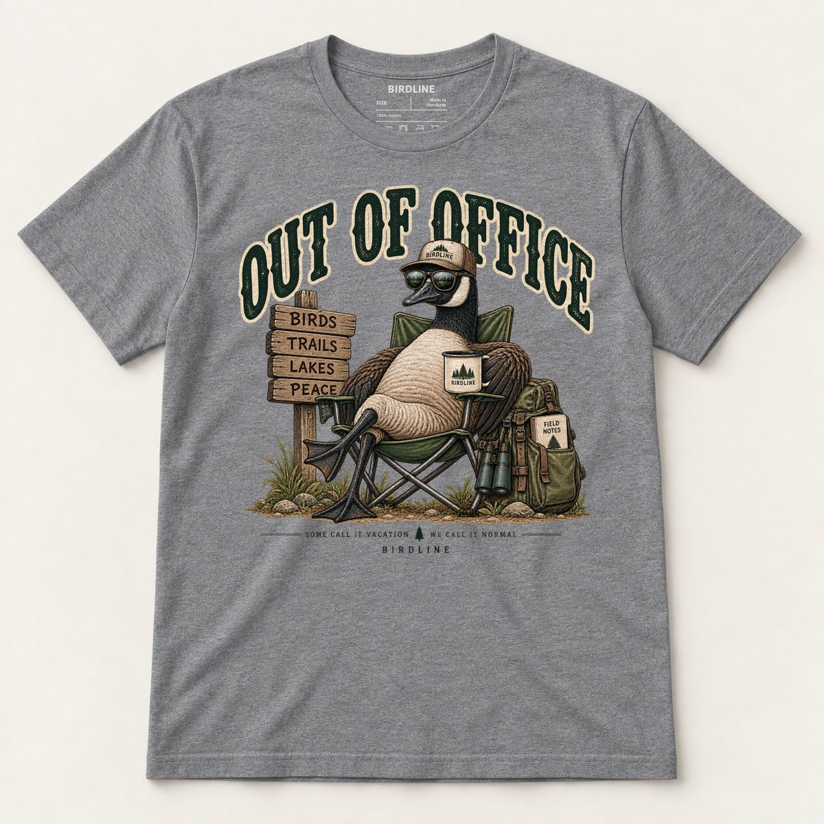 Out Of Office T-Shirt in Graphite Heather, front view