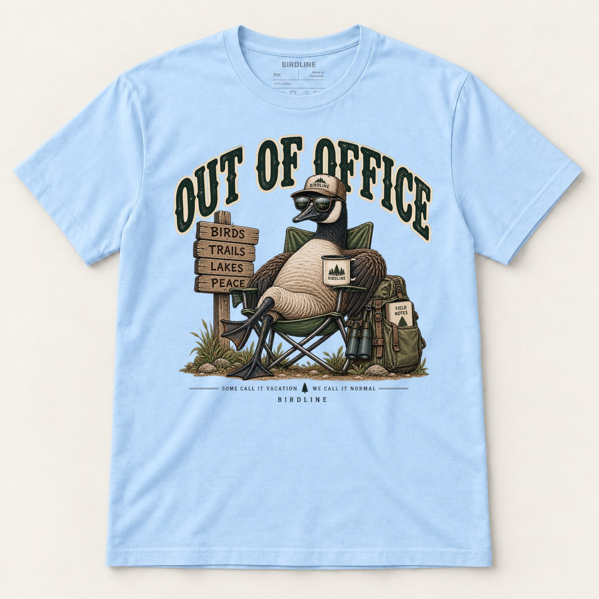 Out Of Office T-Shirt in Light Blue, front view
