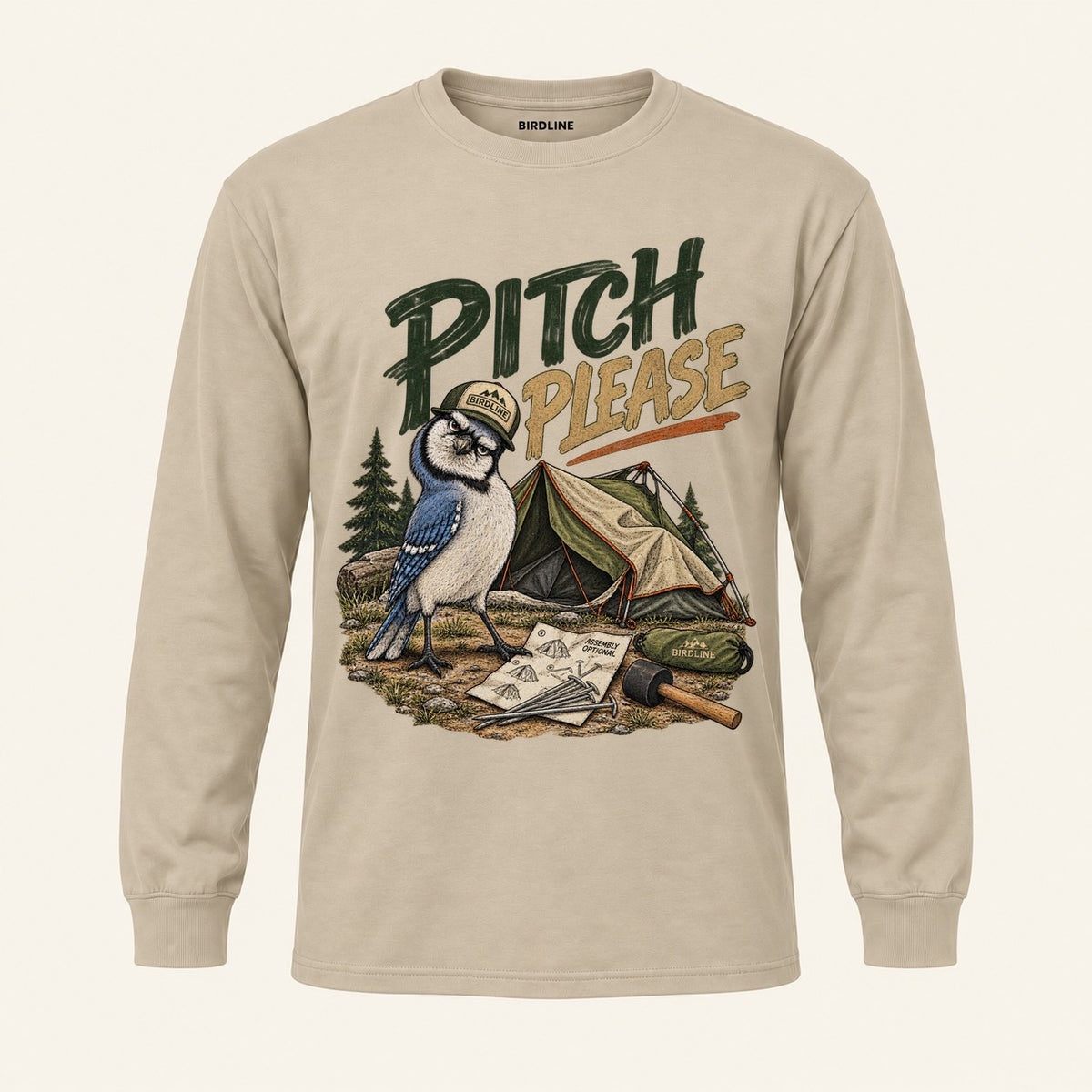 Pitch Please Long Sleeve Shirt in Sand, front view