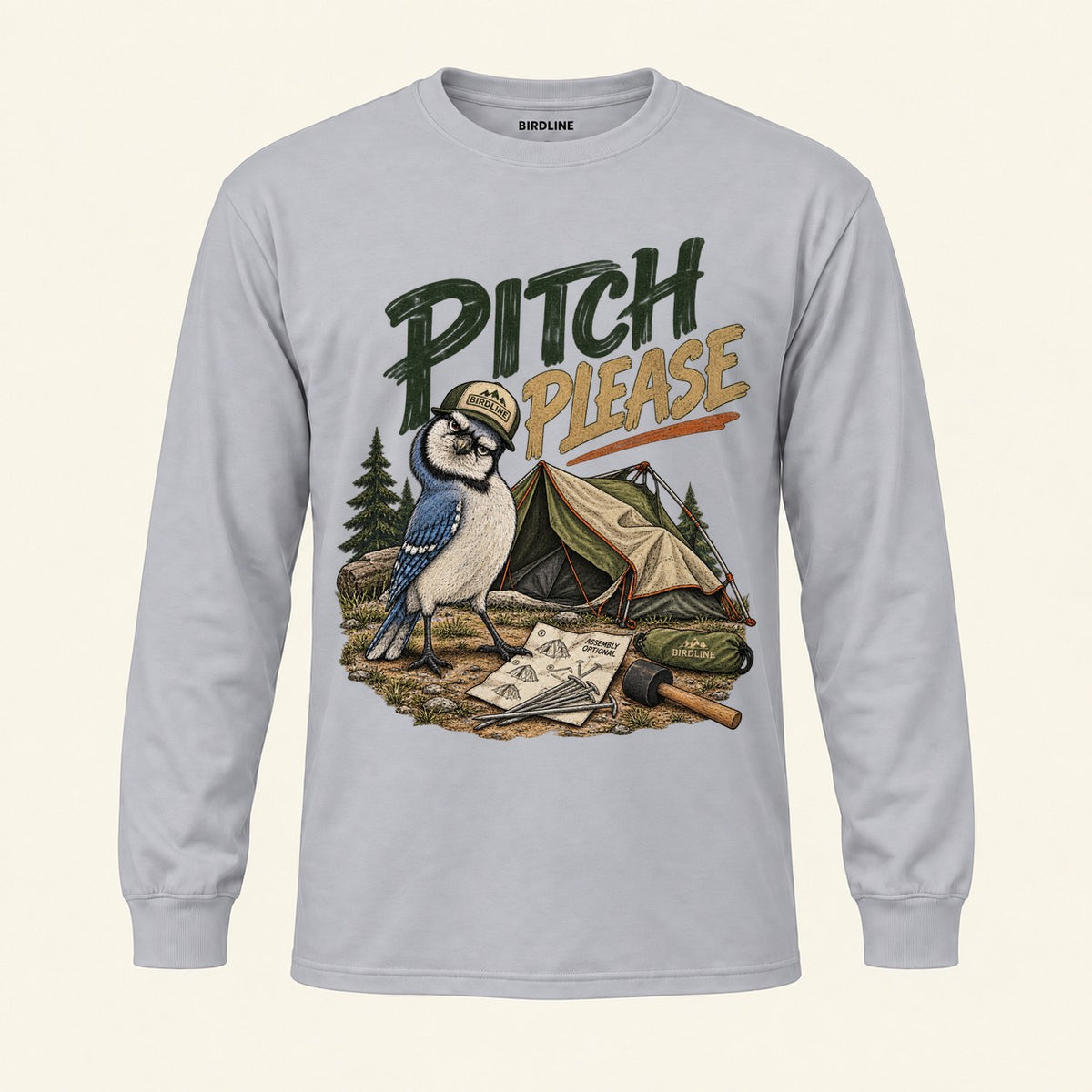 Pitch Please Long Sleeve Shirt in Sport Grey, front view