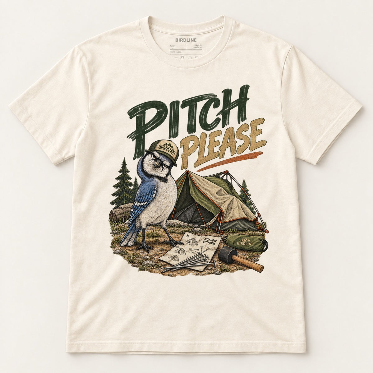 Pitch Please T-Shirt in Natural, front view