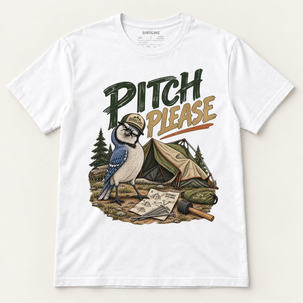 Pitch Please T-Shirt in White, front view