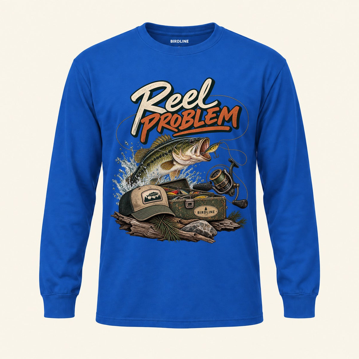 Reel Problem Long Sleeve Shirt in Royal, front view