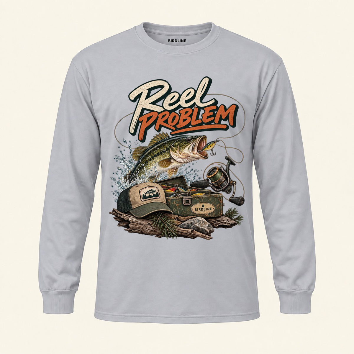 Reel Problem Long Sleeve Shirt in Sport Grey, front view
