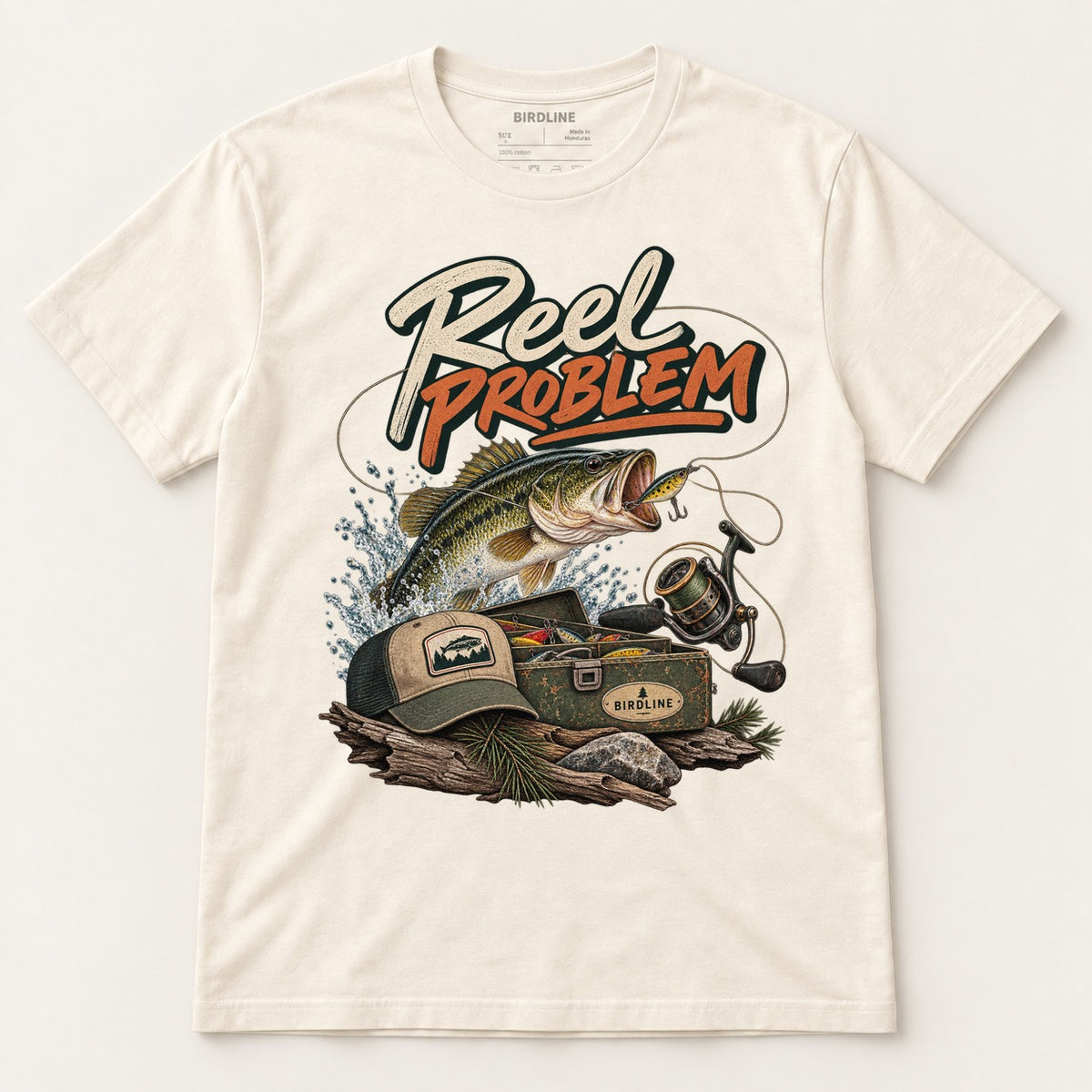 Reel Problem T-Shirt in Natural, front view