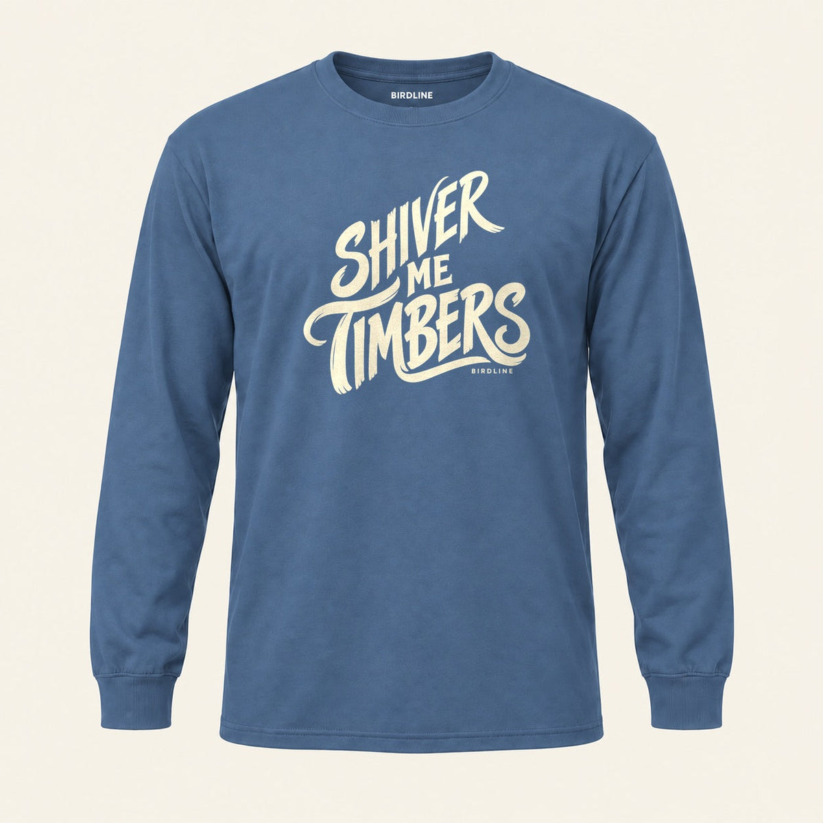 Shiver Me Timbers Long Sleeve Shirt in Indigo Blue, front view