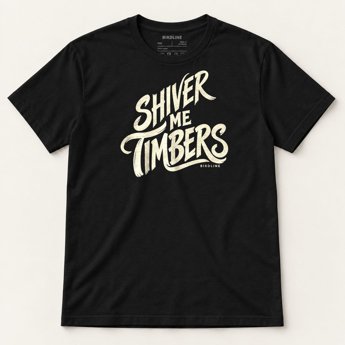 Shiver Me Timbers T-Shirt in Black, front view