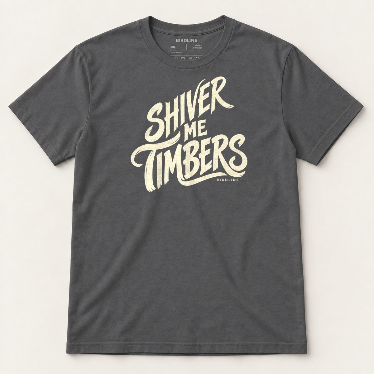 Shiver Me Timbers T-Shirt in Charcoal, front view
