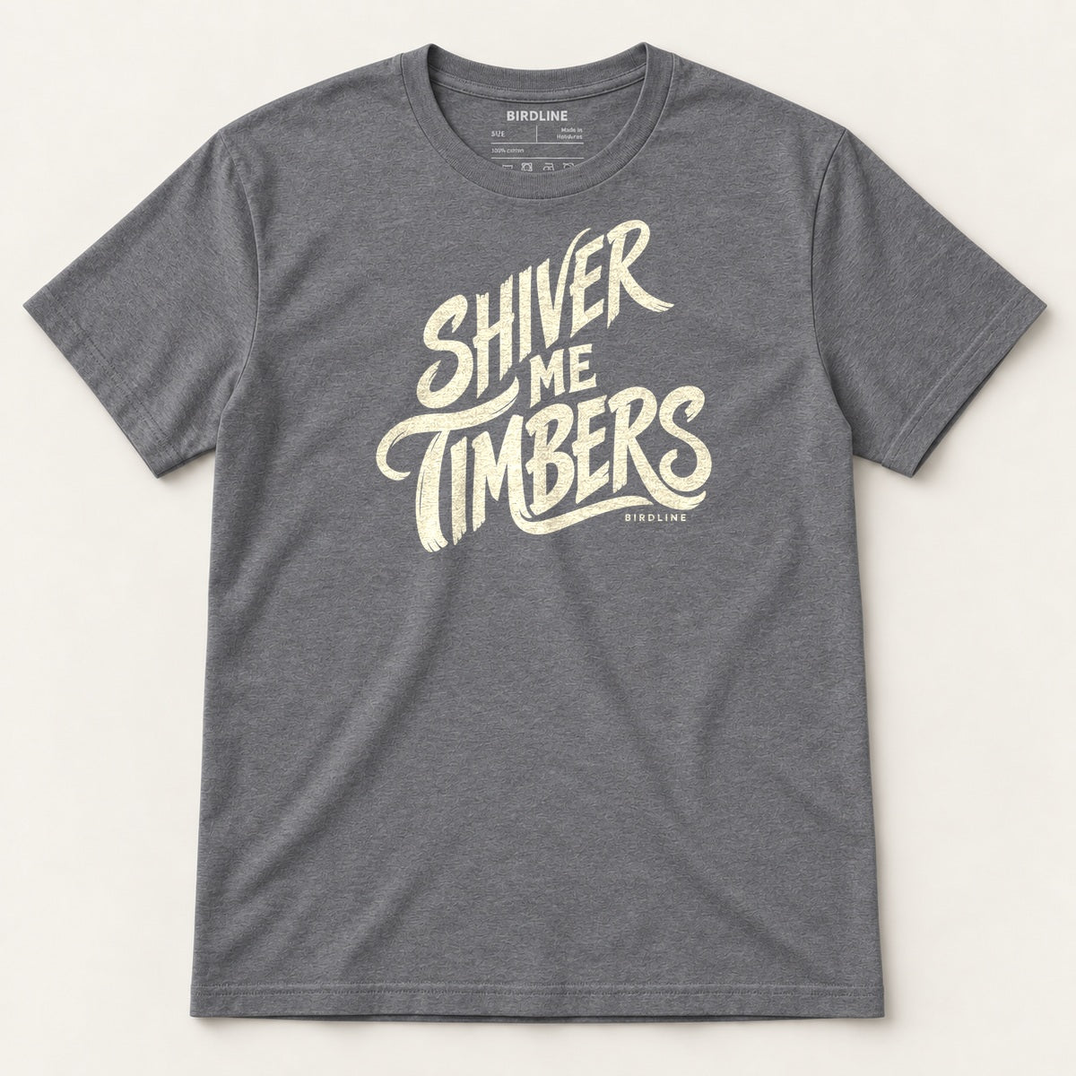 Shiver Me Timbers T-Shirt in Dark Heather Grey, front view