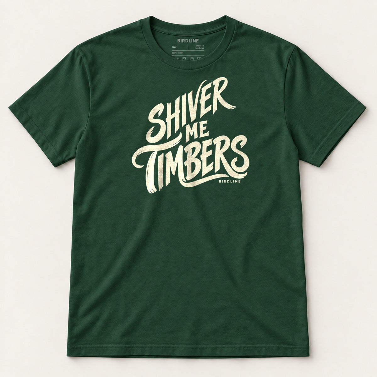 Shiver Me Timbers T-Shirt in Forest Green, front view