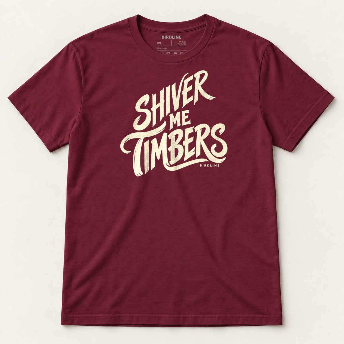 Shiver Me Timbers T-Shirt in Maroon, front view