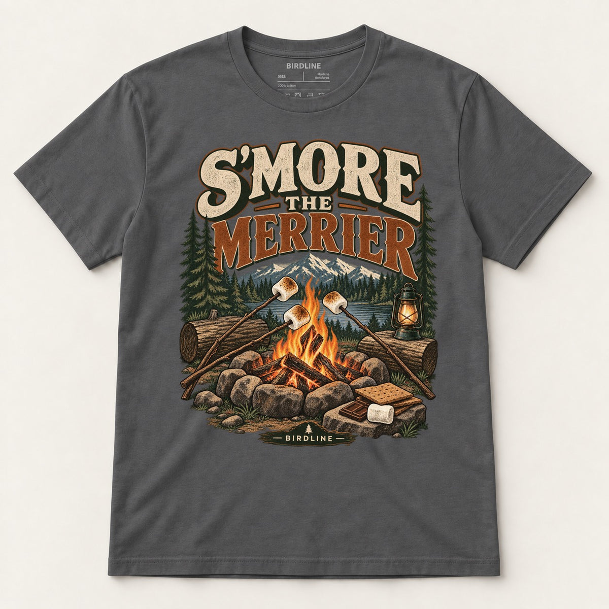 S'more The Merrier T-Shirt in Charcoal, front view