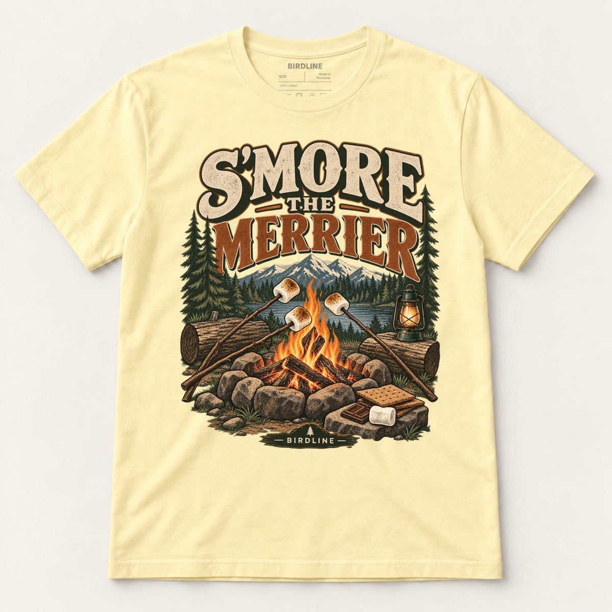 S'more The Merrier T-Shirt in Cornsilk, front view