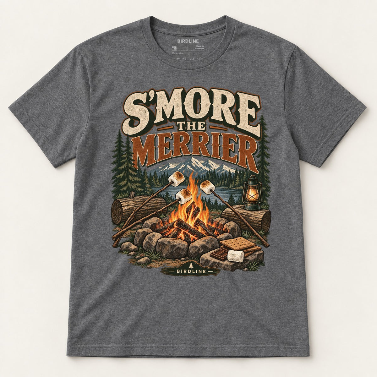 S'more The Merrier T-Shirt in Dark Heather, front view