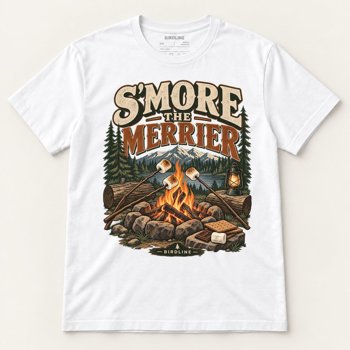 S'more The Merrier T-Shirt in White, front view